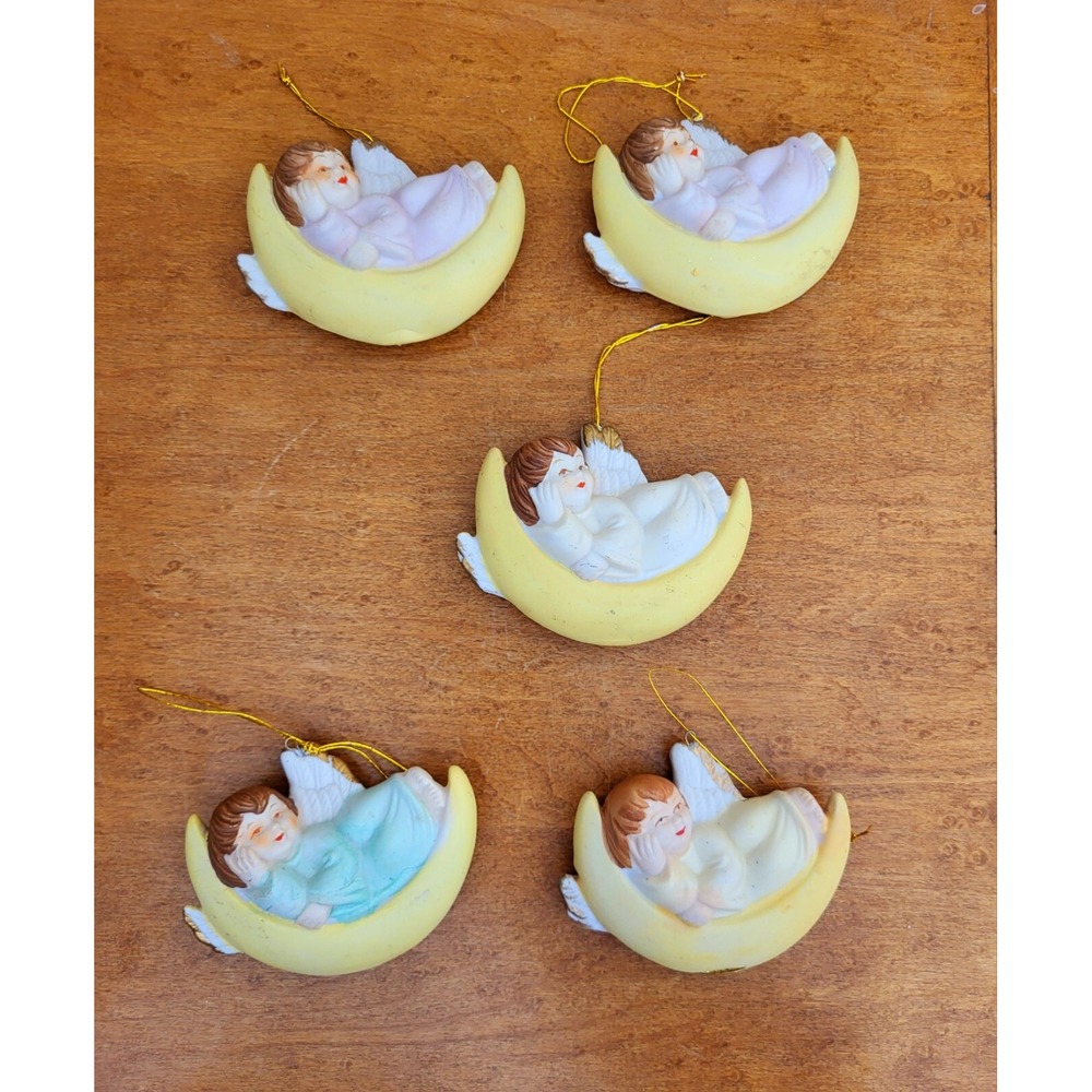 Vintage Sweet Dreams Angel Ornaments Christmas Around the World Porcelain Bisque